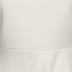 Pre Owned فستان ميدي روكساندا كريب أبيض بكشاكش مقاس صغير - سمول