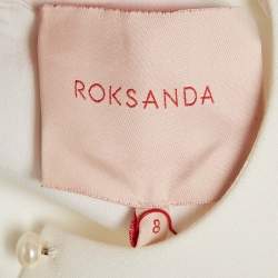 Pre Owned فستان ميدي روكساندا كريب أبيض بكشاكش مقاس صغير - سمول