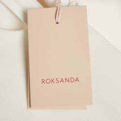 Pre Owned فستان ميدي روكساندا كريب أبيض بكشاكش مقاس صغير - سمول