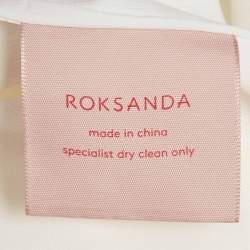 Pre Owned فستان ميدي روكساندا كريب أبيض بكشاكش مقاس صغير - سمول