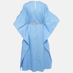 Pre Owned Roksanda Blue Poplin Ruffled Midi Dress M