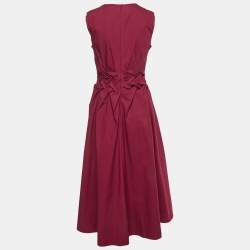 Pre Owned Roksanda Burgundy Cotton Gathered Eifal Midi Dress M