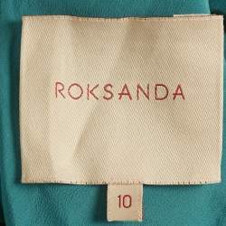 Pre Owned Roksanda Teal Blue Satin Draped Detail Gown M