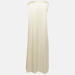Pre Owned Roksanda Cream Satin Gathered Kleo Long Dress S