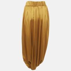 Pre Owned بنطال حريم ساتان مغسول أصفر من روكساندا مقاس متوسط