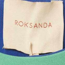 Pre Owned Roksanda Blue Two Toned Crepe Cape Short Dress M