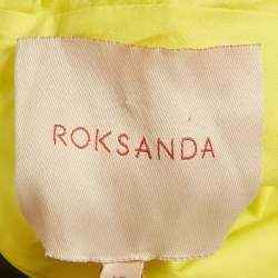 Pre Owned فستان طويل روكساندا بوبلين أصفر بتموجات متموجة مقاس متوسط - ميديم