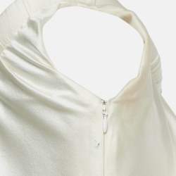 Pre Owned Roksanda Cream Satin Silk Cold-Shoulder Long Dress M