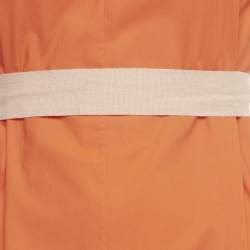 Pre Owned Roksanda Orange Poplin Gathered Flounce Maxi Dress S