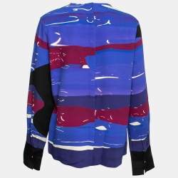 Roksanda Blue Graphic Printed Silk-Crepe Blouse M