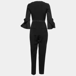 مملوكة مسبقًا Roksanda Black Crepe Bow Sleeve Detail Jumpsuit S