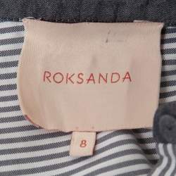 Roksanda Dark Blue Striped Cotton Pleated Front Tunic Top S