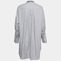 Roksanda Dark Blue Striped Cotton Pleated Front Tunic Top S