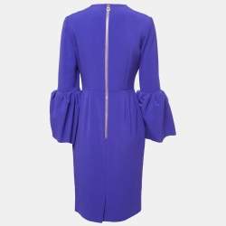 Pre Owned Roksanda Blue Crepe Bell-Sleeve Margot Midi Dress M
