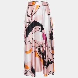 Roksanda Pink Multicolor Printed Silk Midi Skirt M