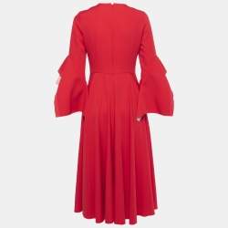 Roksanda Coral Red Stretch Crepe Midi Dress M