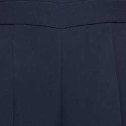 Roksanda Navy Blue Crepe Contrast Balloon Sleeve Wide Leg Jumpsuit M