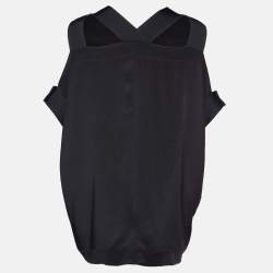Pre Owned Roland Mouret Black Silk Cut-Out Leo Top M