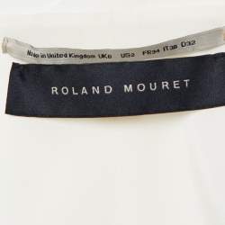 Roland Mouret White Crepe Sleeveless V Neck Top S