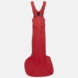 Roland Mouret Red Stretch Viscose Flared Lubelia Gown M