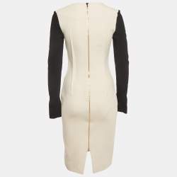 Pre Owned Roland Mouret Cream Stretch Crepe Knee-Length Dress M