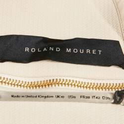 Pre Owned Roland Mouret Cream Stretch Crepe Knee-Length Dress M