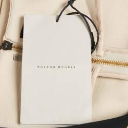 Pre Owned Roland Mouret Cream Stretch Crepe Knee-Length Dress M