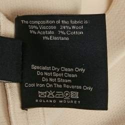 Pre Owned Roland Mouret Cream Stretch Crepe Knee-Length Dress M