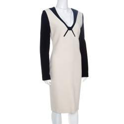 Pre Owned Roland Mouret Colorblock Knit Long Sleeve Kutim Dress L
