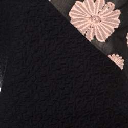 Pre Owned Roland Mouret Black Cotton Daisy Applique Detail Off Shoulder Camley Dress L