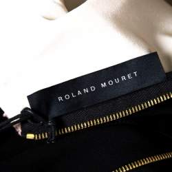 Pre Owned Roland Mouret Black Cotton Daisy Applique Detail Off Shoulder Camley Dress L