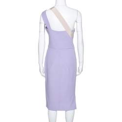 Roland Mouret Lavender Wool Crepe One Shoulder Aglais Dress L