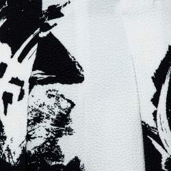 Pre Owned Roland Mouret Monochrome Printed Cloque Pleated Wide Leg Meltham Pants M