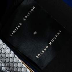 Pre Owned Roland Mouret Royal Blue Wool Crepe Honeycomb Mesh Trim Kitero Dress L