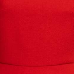 Pre Owned Roland Mouret Red Textured Wool Royston Cap Sleeve Dress M