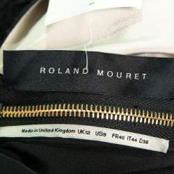 Pre Owned Roland Mouret Black Floral-Embroidered Crepe Off-Shoulder Camley Dress M