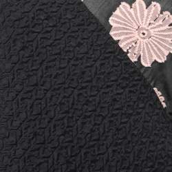 Pre Owned Roland Mouret Black Floral-Embroidered Crepe Off-Shoulder Camley Dress M