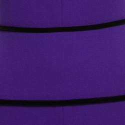 Pre Owned Roland Mouret Purple Crepe & Lace Deep Neck Dalmon Gown S