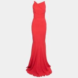 Roland Mouret Red Crepe Cutout Detail Veraha Gown M