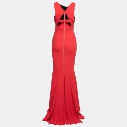Roland Mouret Red Crepe Cutout Detail Veraha Gown M
