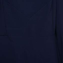 Pre Owned Roland Mouret Navy Blue Crepe Asymmetric Bitzer Midi Dress XL