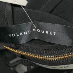 Pre Owned Roland Mouret Black Crepe Lace Embellished Strap Gown L