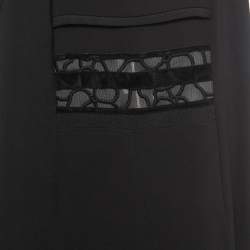 Pre Owned Roland Mouret Black Crepe Lace Embellished Strap Gown L