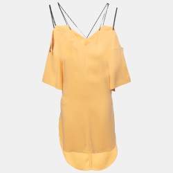 Pre Owned Roland Mouret Yellow Crepe Off-Shoulder Belted Conway Dress M
