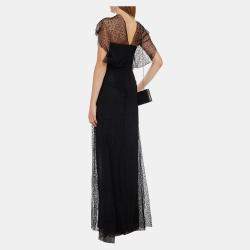 Pre Owned Roland Mouret Black Dotted Tulle Gown M (UK 12)