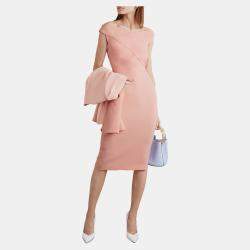 Pre Owned Roland Mouret Pink Wool Midi Dress  XL (UK 14)
