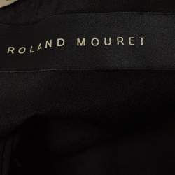 Roland Mouret Black Rippled Chiffon and Stretch Crepe Maida Crop Top L