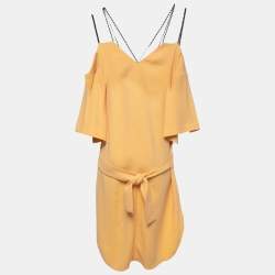 Roland Mouret Orange Peach Tie Up Waist Short Dress M