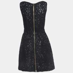 Pre Owned Roland Mouret Black Woodgrain Jacquard Mini Dress M