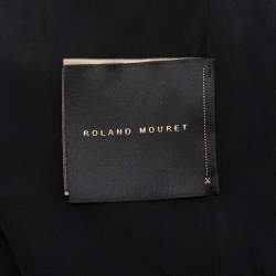 Pre Owned Roland Mouret Navy Blue Draped Silk Midi Skirt L